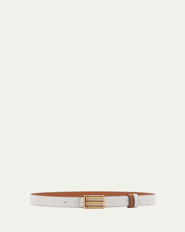 E-Monogram Reversible Leather & Brass Belt